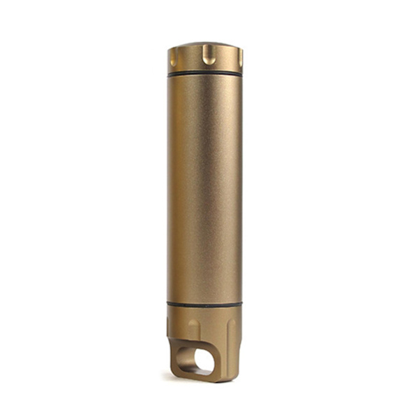 Bärbar vattentät kapseltätningsflaska aluminiumlegering utomhusöverlevnad pillerlåda multifunktionell behållare qd best Champagne Gold