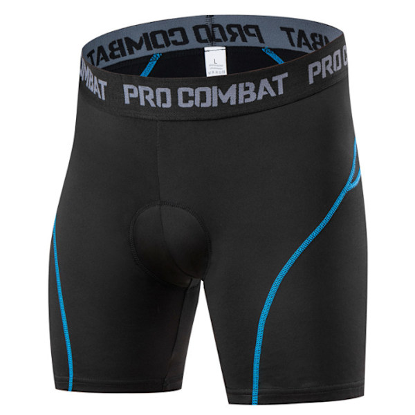 Herrcykelbyxor 3D-vadderade MTB cykelbyxor underkläder andningsbara Svart-Blå-FA3- Black-Blue S