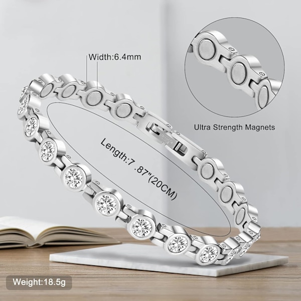 Magneettiset rannekkeet, terveelliset magneettiset rannekkeet niveltulehduksen kivun lievittämiseen Magneettiset rannekkeet Magneettiset rannekkeet miehille ja naisille (valkoinen) white diamond