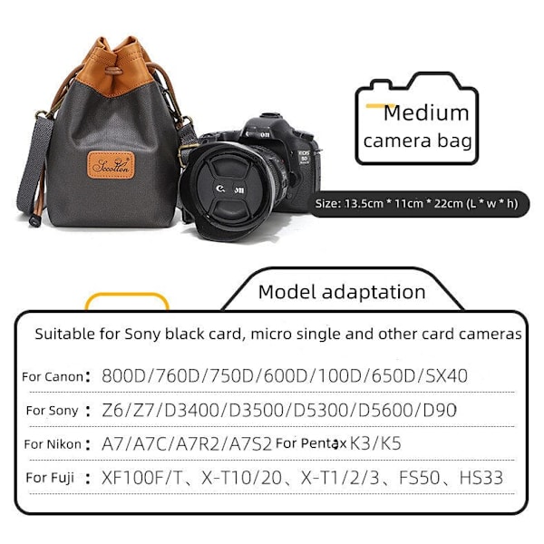 Kameraveske Digital veske Vanntett Støtsikker ventilerende kameraryggsekk for Nikon Canon Sony liten videoveske Ryggsekk medium black 1