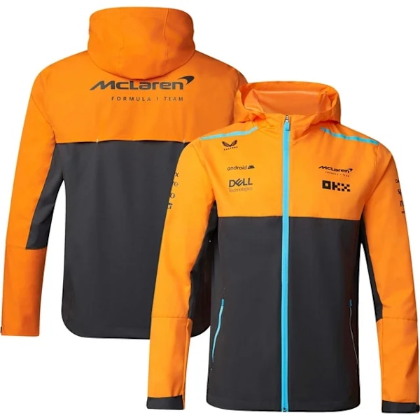 Herr Castore Orange/Hiili McLaren F1 -tiimi 2023 Replika Huppari Täyspitkä Vetoketjullinen Sadetakki S
