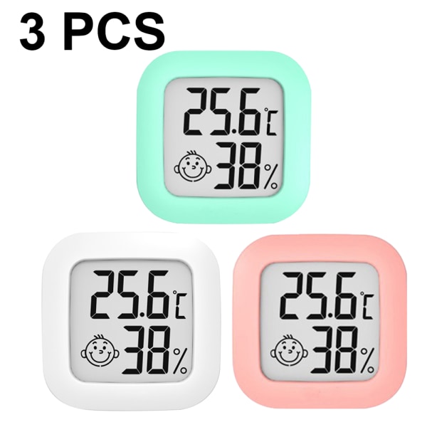 3-pack inomhustermometer, fuktighetsmätare digital