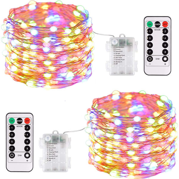 2-pack batteridrivna ljusslingor (flerfärgade)