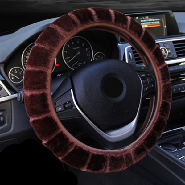 (Lila)Varm plysch Funda Volante Coche Cover Mjuk Interiör Styling Cubre Volante Auto Universal Tillbehör Purple