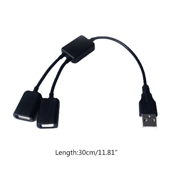 USB-splitter Y-kabel USB 1 hane till 2 hona förlängningssladdkontakt Dubbel USB-port Extender Hub Dataladdare Adapter