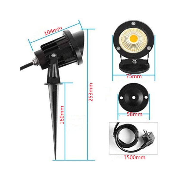 2 stk 9W LED-strålkastere for utendørs bruk, 3000K IP65 Vanntett Svingbar Design LED-hagebelysning