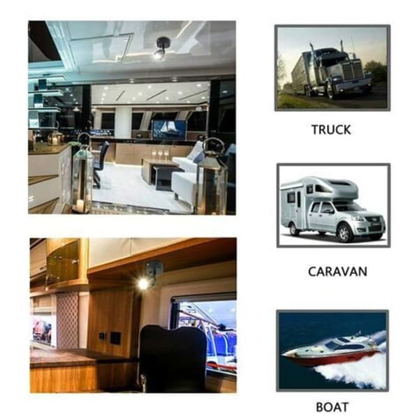 12V 3W LED læselampe 2-pak - Sort væglampe med afbryder til autocamper båd varevogn-FA-