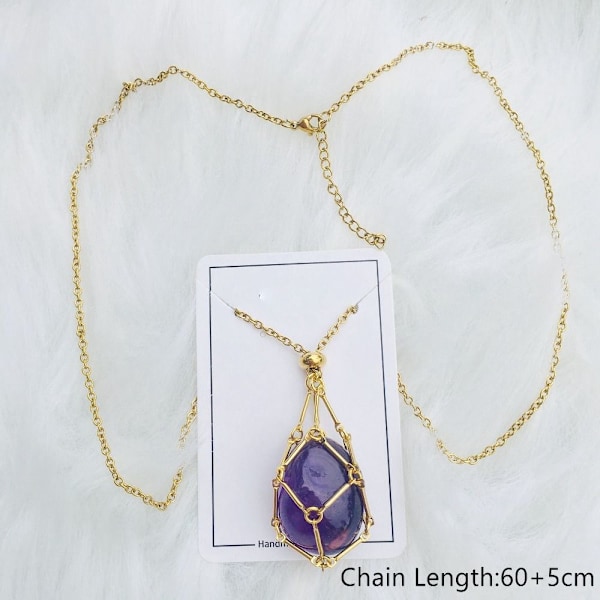Krystalholder Bur Halskæde Krystal Net Metal Halskæde SØLV Sølv Lapis Lazuli-Lapis Lazuli Silver