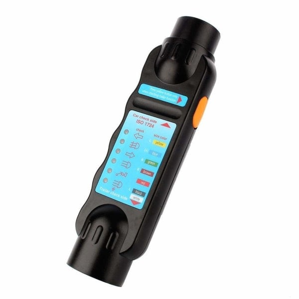 7-pins tilhenger tester verktøy, 7-pins 12V tilhenger stripe plugg tilkobling tester diagnostisk tester svart