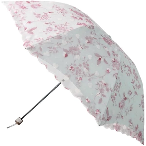 Solparaply Spets Dubbeldäck Anti-UV Parasol Parasoll (Rosa)