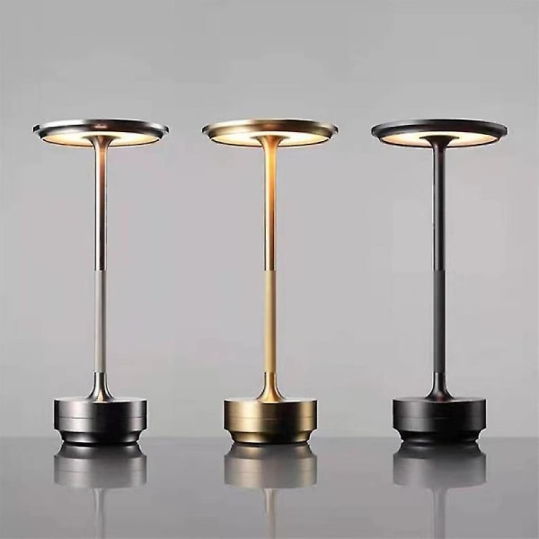Trådløs bordlampe - dæmpbar, vandtæt, metal, USB-genopladelig - 1 stk. Gold