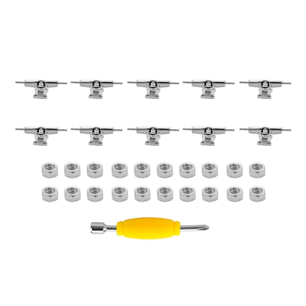 10 stk 29mm Fingerboard Trucks Finger Skateboard Deck med Møtrikker med Nøgle til Finger Skateboards[GL] Silver