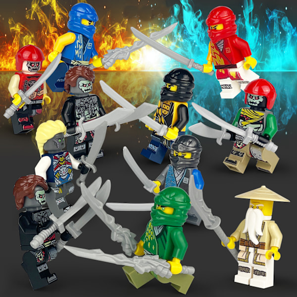 Sæt med 24 go Minifigurer Kai Jay Sensei Wu Master Byg farverige colourful one size