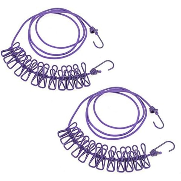 2 Pack Portable Clothesline, Adjustable Clothesline (Purple)