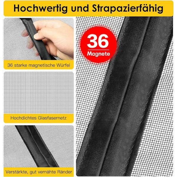 Magnetisk fönsterdörr Myggnät 95x210 för skjutdörr, Entran