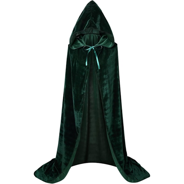 1 Vuxen Huvud Kap, Cosplay Kostym Sammet Robe, Kap Häxa Trollkarl Kappa Grön Green 3XLarge(180-200cm)