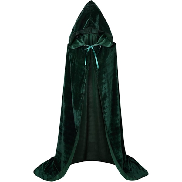 1 Vuxen Huvud Kap, Cosplay Kostym Sammet Robe, Kap Häxa Trollkarl Kappa Grön Green Large(120-140cm)