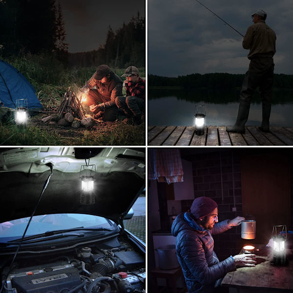 Sammenklappelig LED-campinglampe, der drives af batteri