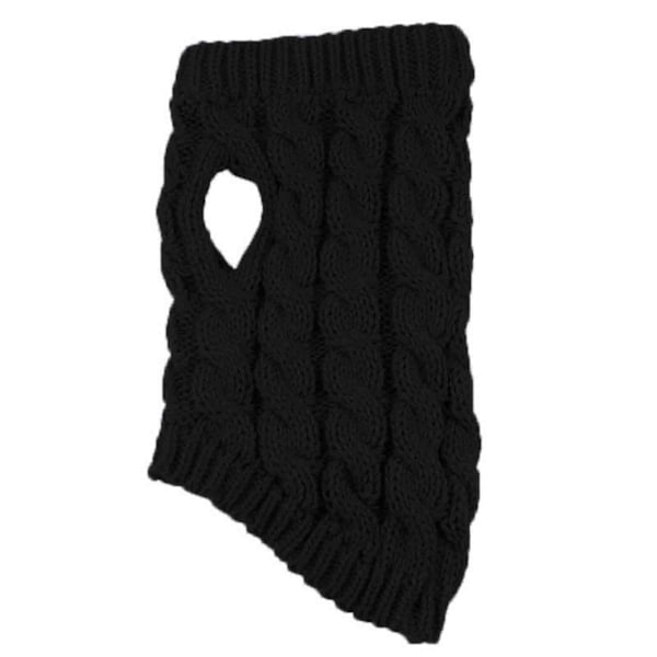 Enkel varm katt hundtröja turtleneck stickad husdjurskostym höst vinterkläder Black M