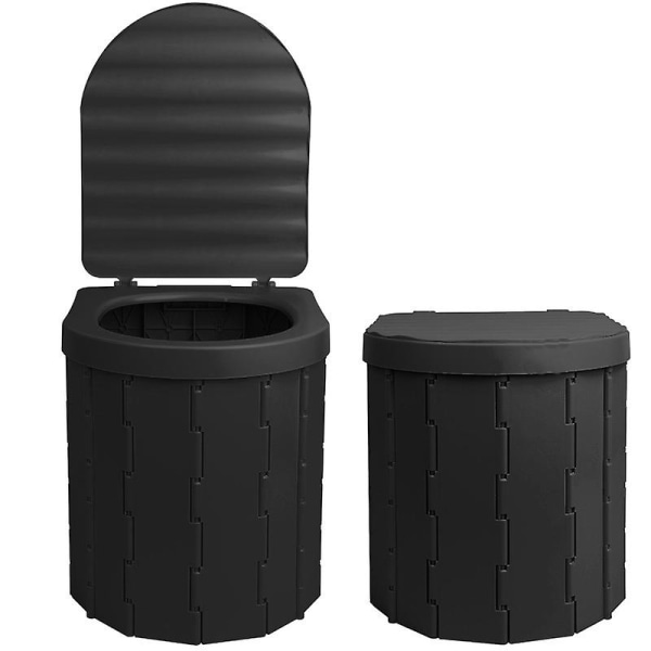 Bærbar toilet til camping Bærbar sammenklappelig toilet med låg Vandafvisende Porta Potta Bil Campingvogn Telt Toilethink Toiletpotte Black