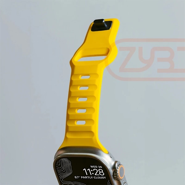 Sportband för Apple Watch Ultra 9 8 7 6 SE 5 Mjukt Silikon Lättviktigt Armband för iWatch 38MM 40MM 42MM 44MM 45MM 49MM Racing Yellow