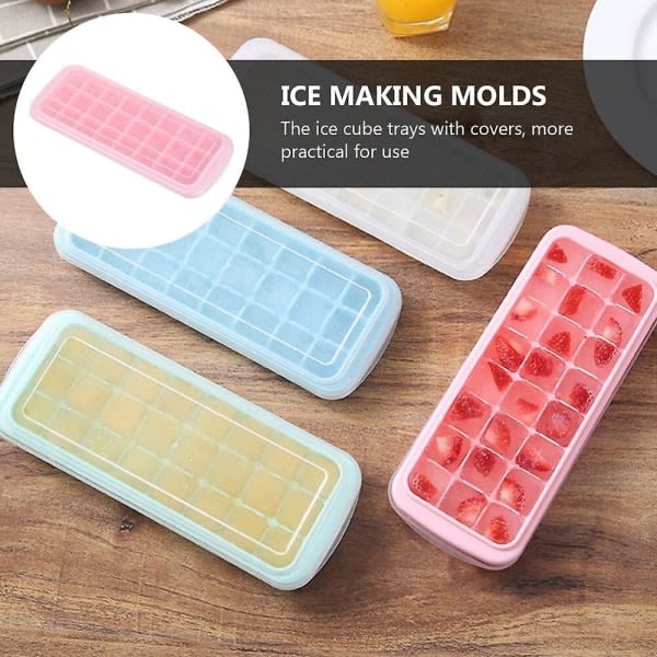 25 cm 2 st molds med cover Silikon gör-det-själv- molds Popsicle Ice Cube-brickor (rosa)