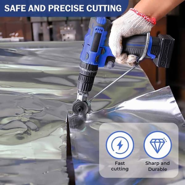 Sheet Metal Shear, Electric Drill Sheet Cutter Double-Headed Sheet Metal Shear (for 12V/21V Lithium Drill)-FA-