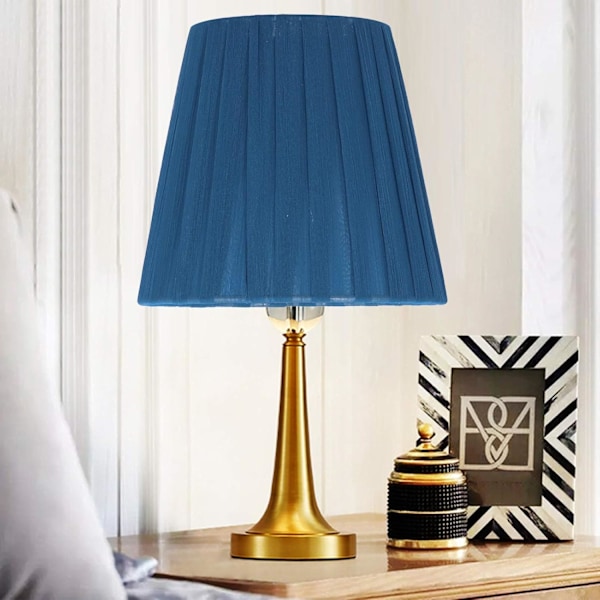 Paket med 6 små tyglampskärmar, bordslampa, ljuskrona (mörkblå) blue