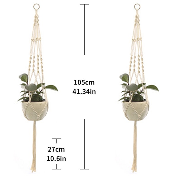 2 kpl Macrame-kasviteline, ripustettava istutuskori, tyyli 2