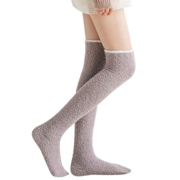 Overknee Strømper Høj Fuzzy Strømper LJUSGRÅ Light Grey