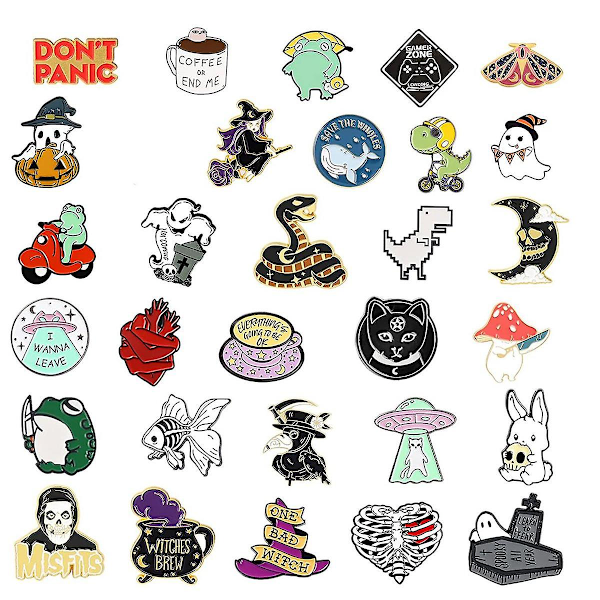 40 st Söta Emalj Ryggsäcksnålar, Roliga Emaljnålar Bulk Set Coola Knappnålar Estetisk Brosch Lapel Random Color