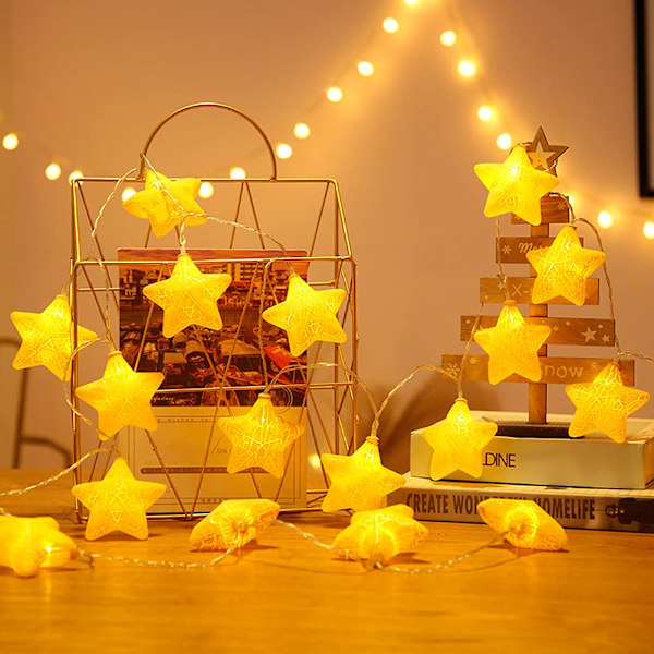 Lysguirlande, LED-lysguirlande 6m&40, Jul, Batteridrift