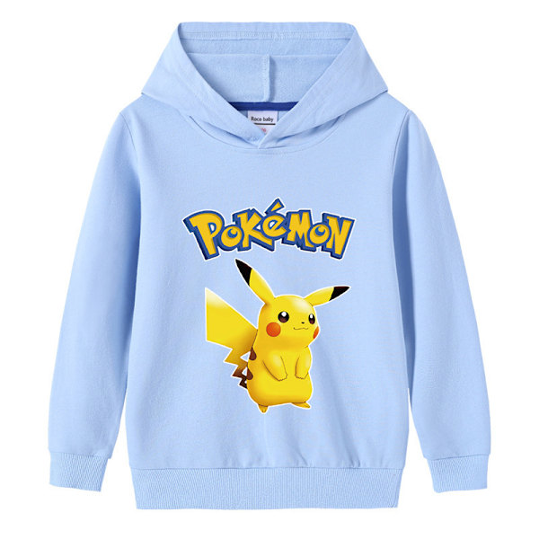 Tecknad Pikachu Långärmad Hoodie för Barn Tröja Tröja Mörkblå 130cm Dark Blue