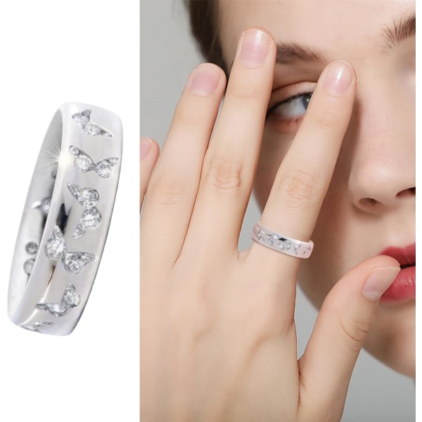 Naturlig ametist zirkonia silverring mode bröllop hjärta form