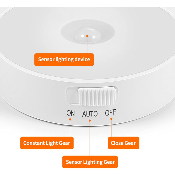 Set med 3 LED-lampor med rörelsesensor, automatisk nattlampa för vägg, varmvit