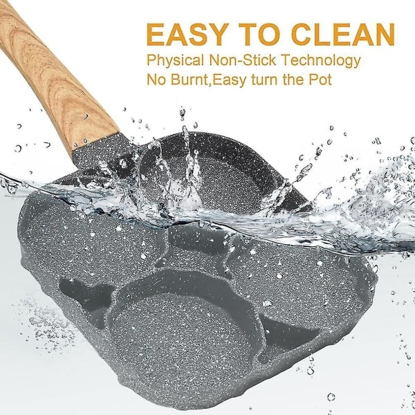 Stekepanne, Non-Stick Pannekakestekepanne med 4 Hull Stekt Egg Pannekakesteker for Induksjon SQBB
