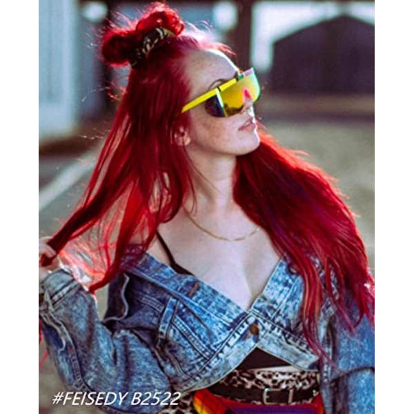 Damer Flat Top Shield Solbriller Mænd Spejl Rimless Oversized