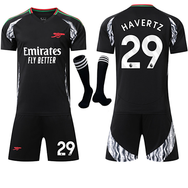 2024-2025 Arsenal Borte Barn/Voksen Svart Fotballdraktsett med Sokker Nr. 29 HAVERTZ No.29 HAVERTZ 26