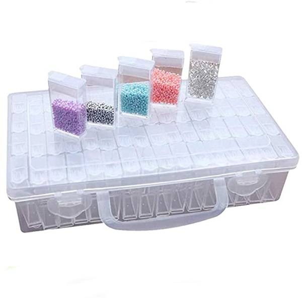 64 fack diamantmaleri opbevaringsboks plastbeholdere, 5d