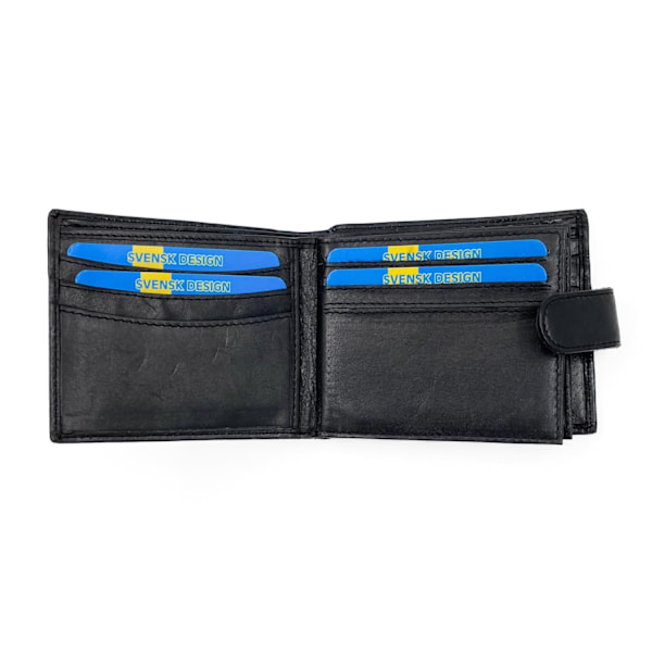 Plånbok i äkta läder, svensk passform Svart black one size