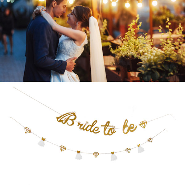 Brudbrud Banner Guld Glitter Papper Glänsande Charmig Brudbrud Skylt Papper Mesh Brud Till Vara Banner För Brudbrud Gold