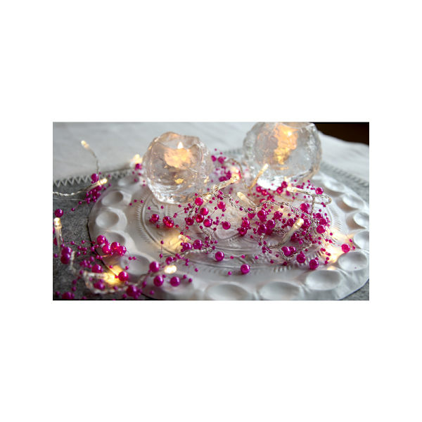 2 st Dekorationsljusslingor Pearlz Grön & Cerise, 20+20 LED TIME