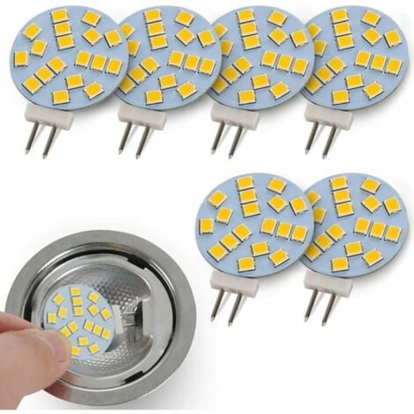 6-pack Runda Varmvita G4 LED-lampor, Ersätter