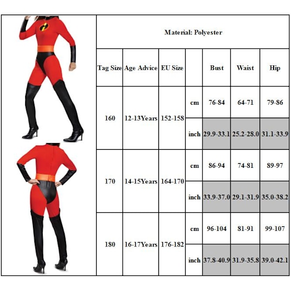 The Incredibles 2 Onesie-kostyme Halloween cosplay-kostyme 18 170 cm