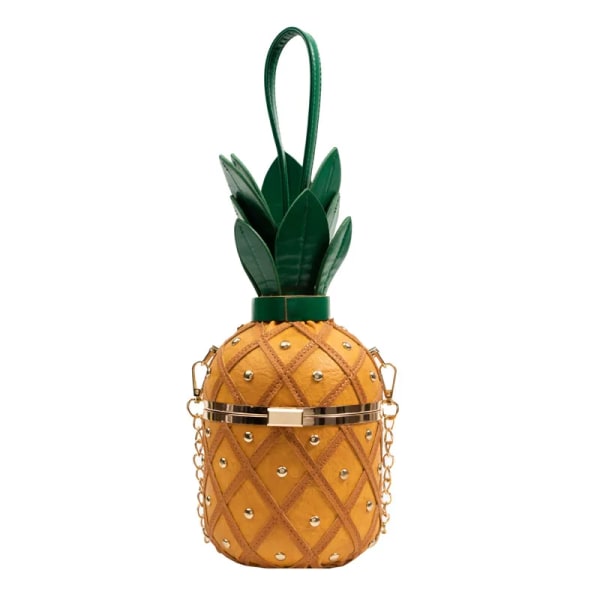 Damväska 2023 Mode Söt Ananas Design Axelväska Originalitet Design Damer Crossbody-väska Metallkedja Handväska Brown