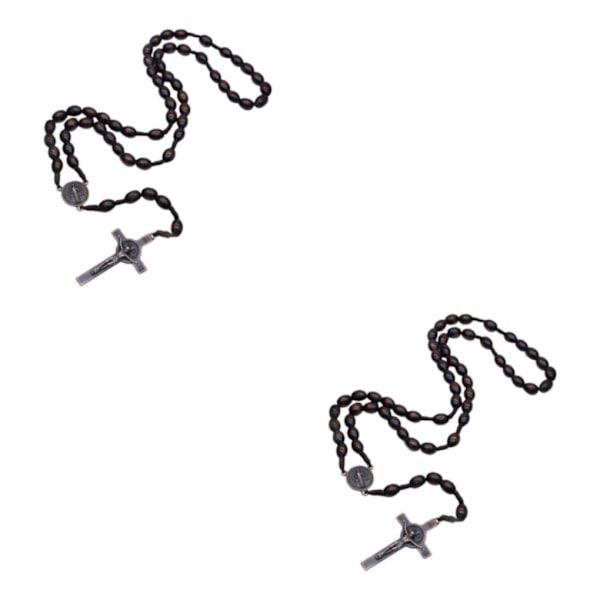 1/2/3/5 Trärosband med korshänge för män kvinnor smycken 2Set