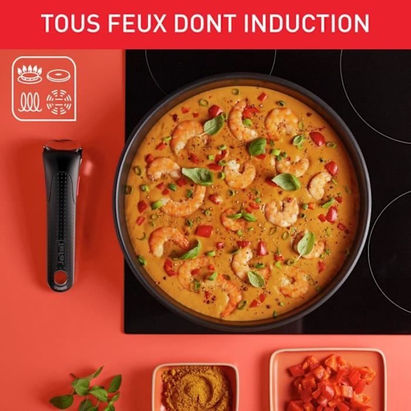 TEFAL INGENIO Kjøkkenutstyrsett 10 deler, Stekepanner, Kjeler, Induksjonskompatibel, Rustfritt stål, Non-stick belegg, Emotion L897AS04