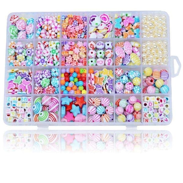 DIY - Perleboks - Akrylperler - Mix - 500 stk - Smykkefremstilling multicolor