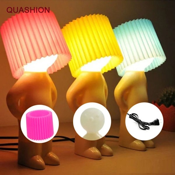 Kreativ liten nattlampe LED Naughty Boy Lampe GUL EU-STIKK Kontakt Gul Yellow EU Plug-EU Plug