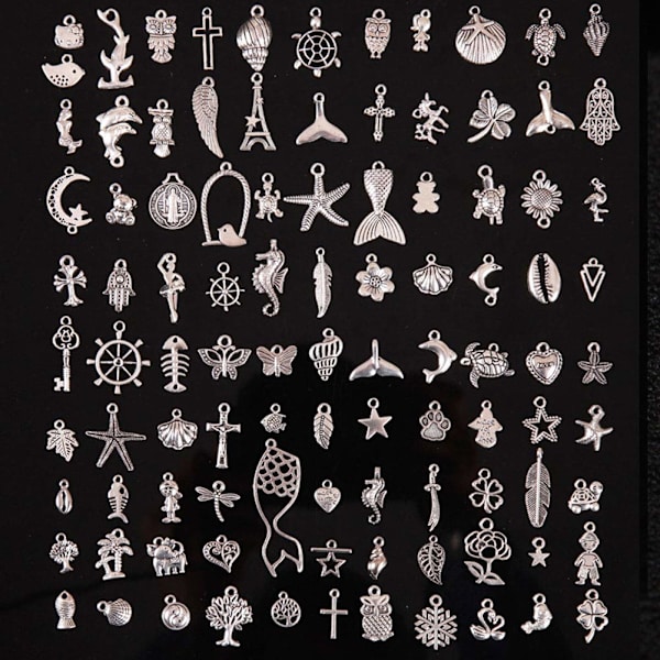 Retro tibetanska hängen i blandad silverlegering